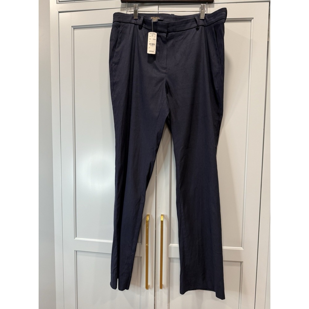 Brooks Brothers Lucia Linen Blend Women's Slacks Pants 14 NWT $228 Navy